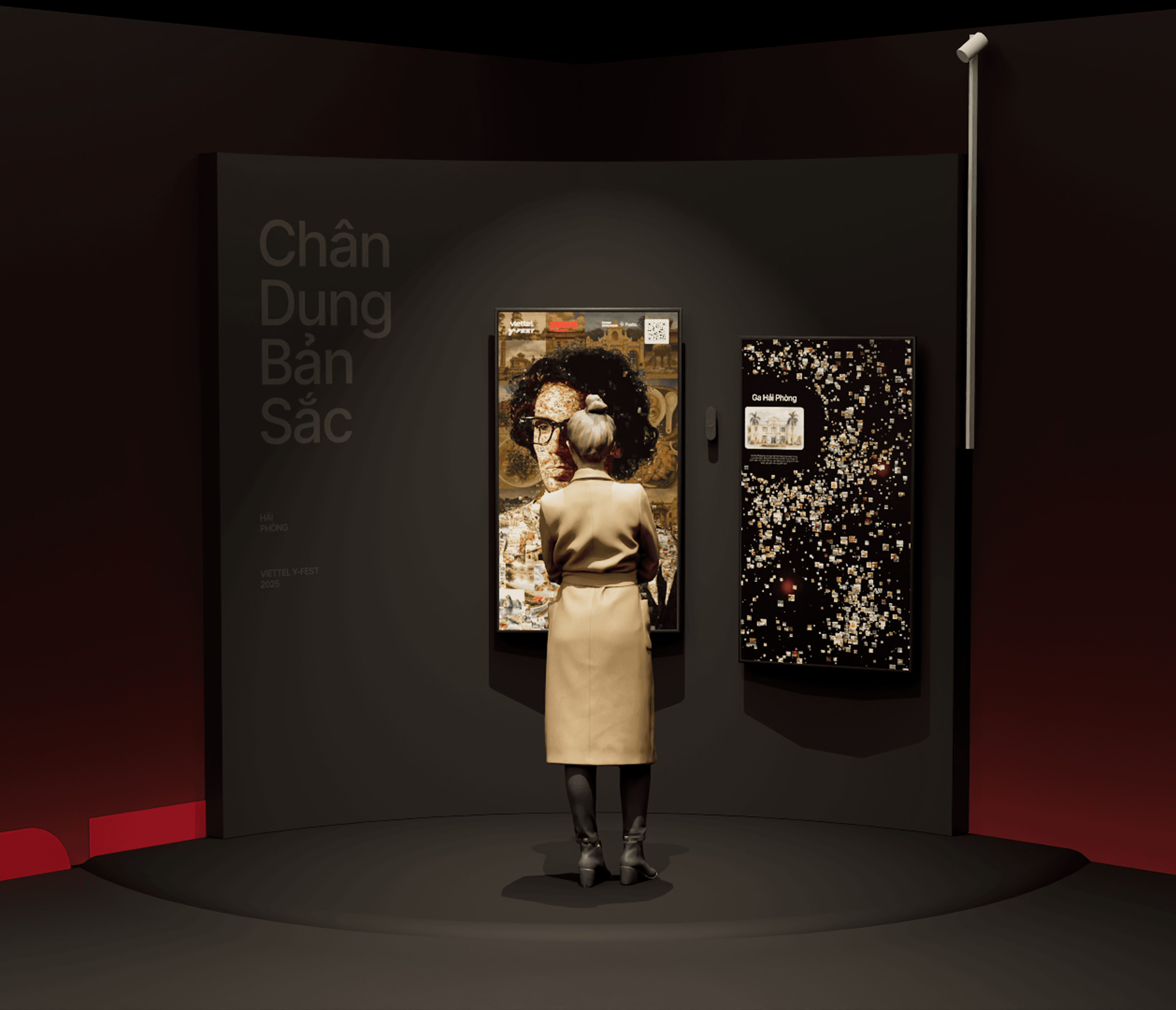 A simulated space with the generative mosaic system at the Viettel Y-Fest Digital Museum