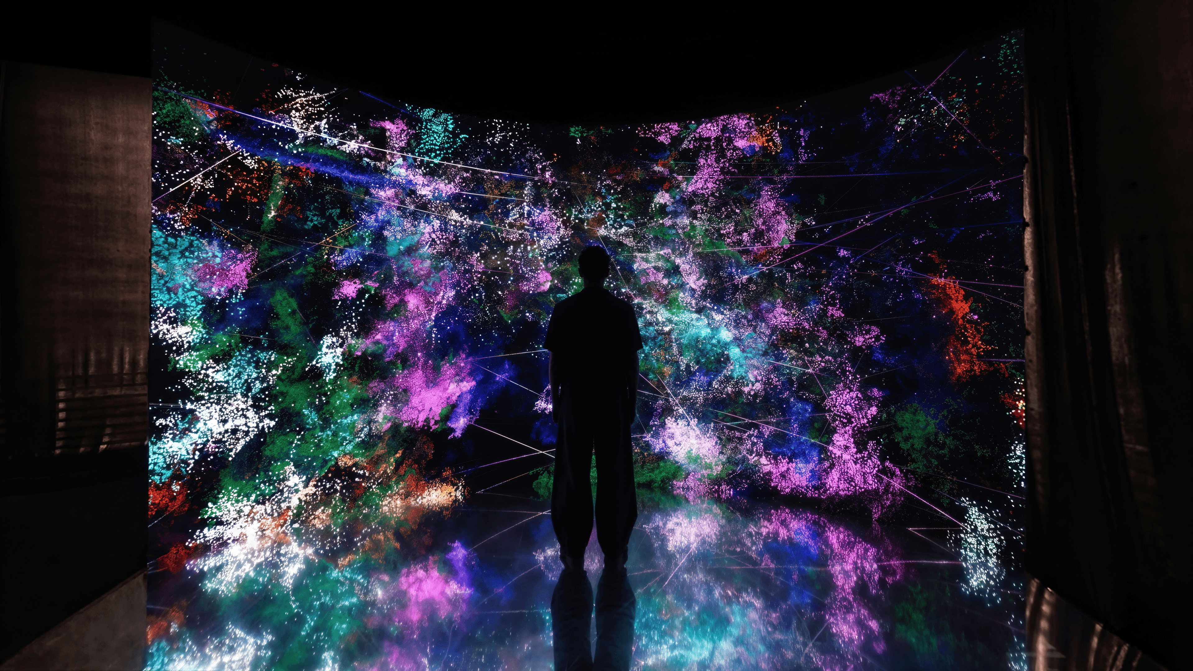 A lone visitor stands close to 'Voidis' by Fustic, 2024, at the Ho Chi Minh City, Vietnam.