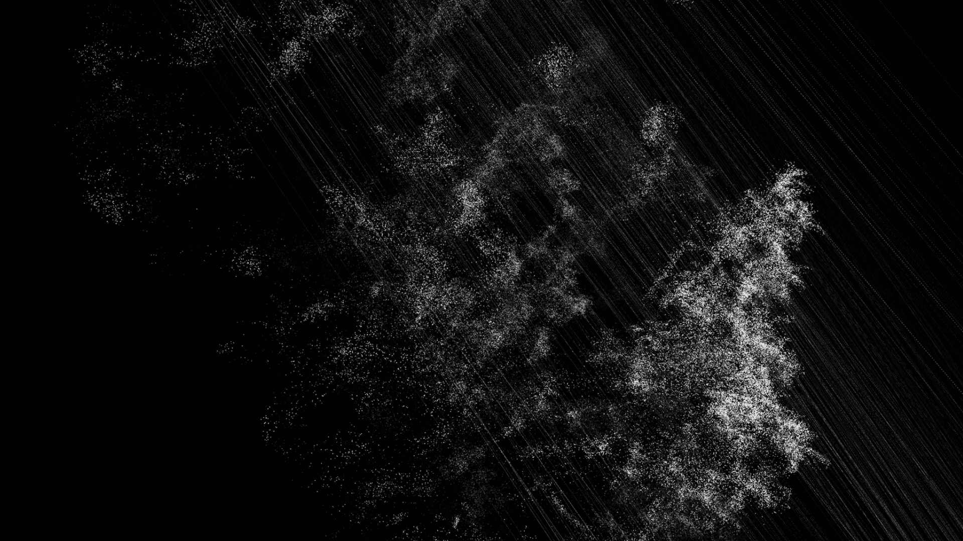 Detail of 'Voidis' installation by Fustic., 2024. Wide crop showing thousands of small, dynamic particles.
